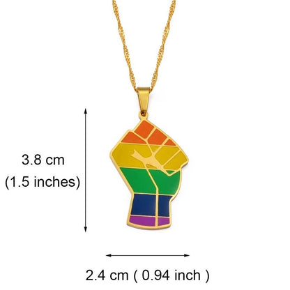 Fist Up Rainbow Necklace