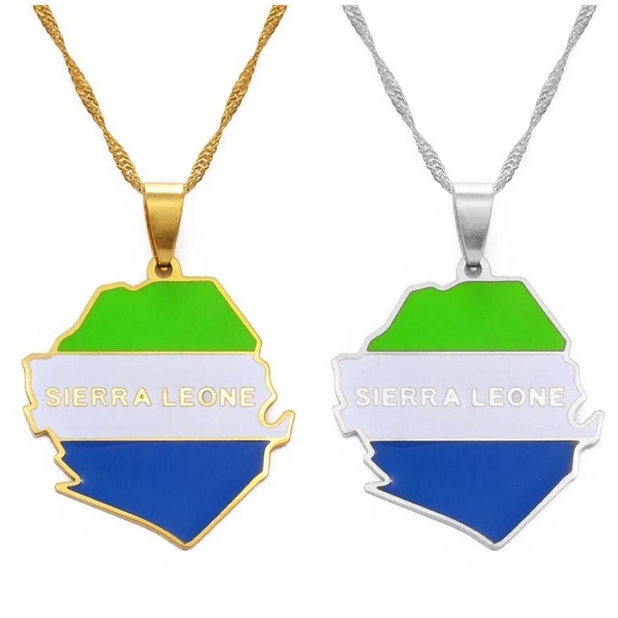 Sierra Leone Map and Flag Necklace