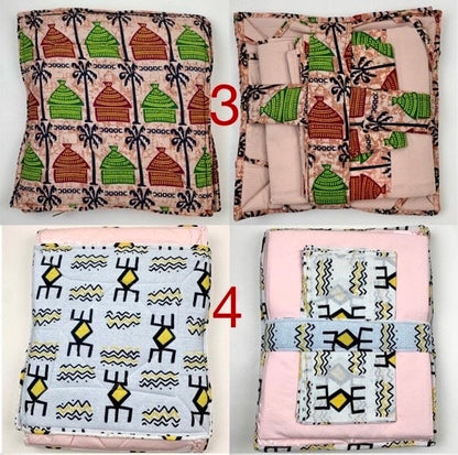 Bogolan Table Cloth Sets | Traditional Imported West African Print | Large Table Fabric with 6 Food Safe Mats, Cloth and Table Basket