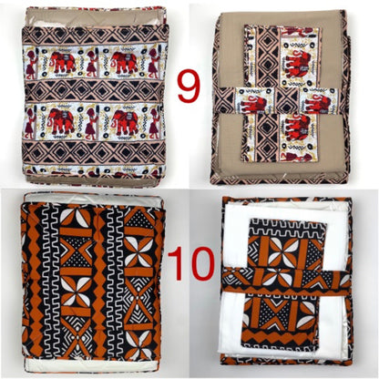 Bogolan Table Cloth Sets | Traditional Imported West African Print | Large Table Fabric with 6 Food Safe Mats, Cloth and Table Basket