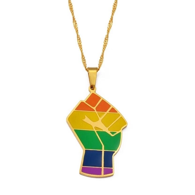 Fist Up Rainbow Necklace