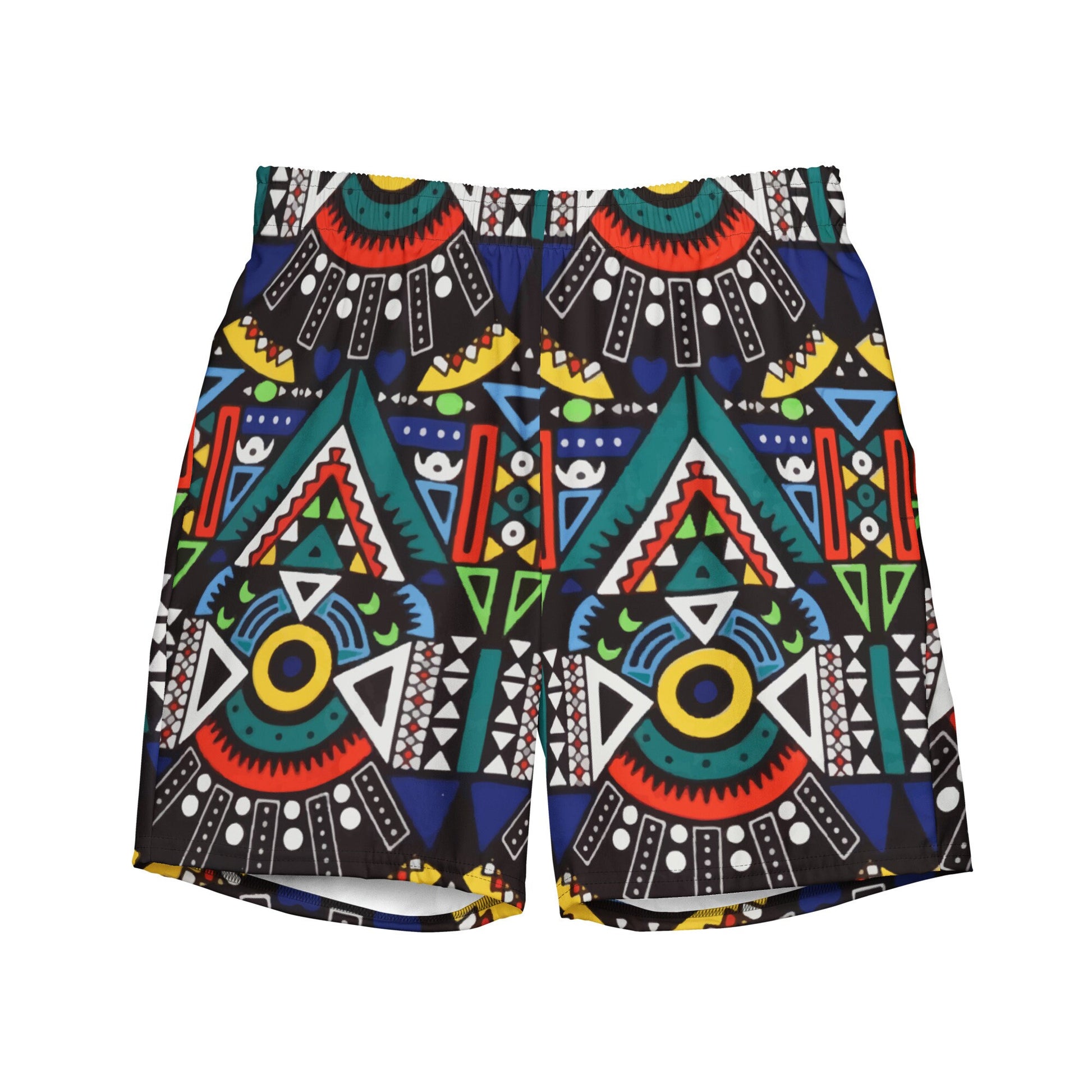 Amapiano Men&#39;s Swim Trunk | Recycled Traditional Print From South Africa Inspired Short for Spring, Summer, Beach, Outdoor and Vacations