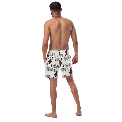 Berber ⵣ / Yaz Swim Trunk | Recycled Traditional Print From West and North Africa Inspired Short for Spring Summer, Beach, Outdoor, Vacation