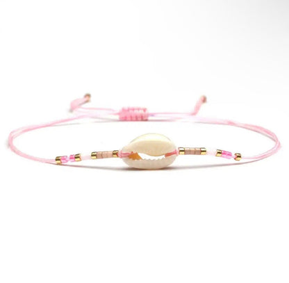 Cowrie Shell Bracelet | Adjustable Cord Bracelets with African Lucky Charm and Small Beads | Friendship, Surf, Shell and Beads Bracelet