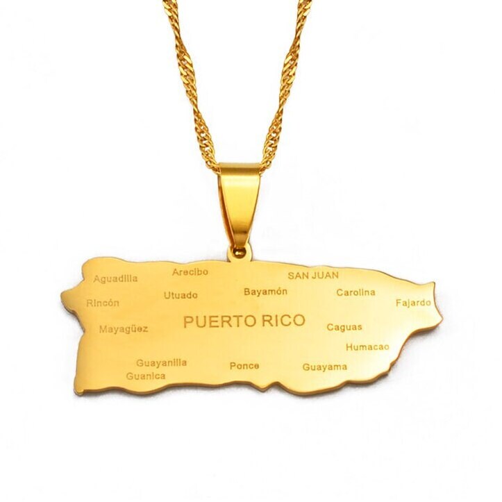 Puerto Rico Map Necklace