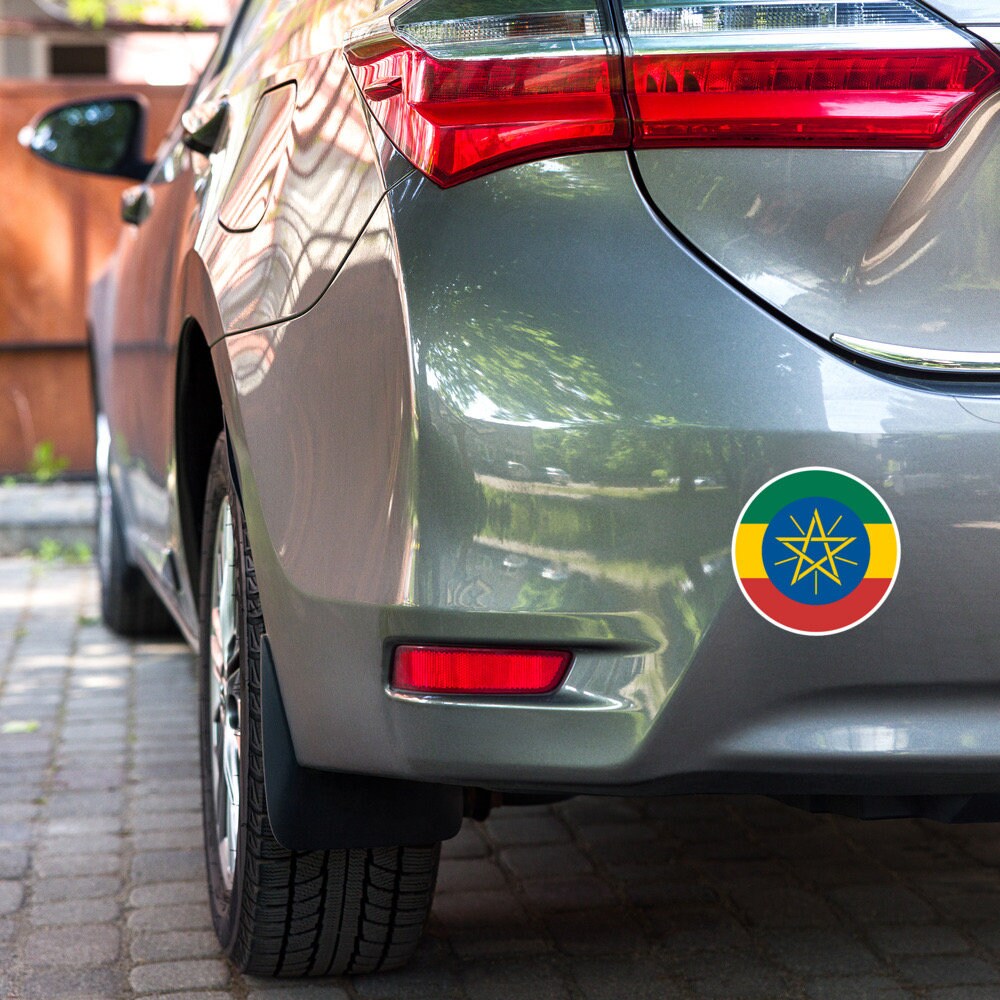 Ethiopia Flag Sticker | Bubble-free Kiss Cut Versatile Durable Water Safe Decorative Add-on for your Cars, Laptops, Notebooks and Phones