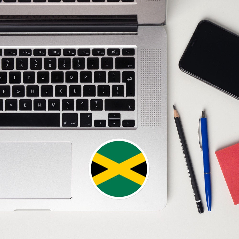 Jamaica Flag Sticker | Bubble-free Kiss Cut Versatile Durable Water Safe Decorative Add-on for your Cars, Laptops, Notebooks and Phones