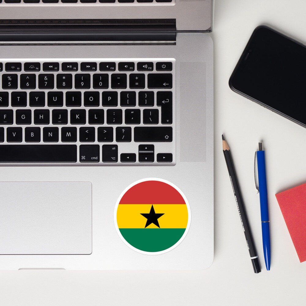 Ghana Flag Sticker | Bubble-free Kiss Cut Versatile Durable Water Safe Decorative Add-on for your Cars, Laptops, Notebooks and Phones