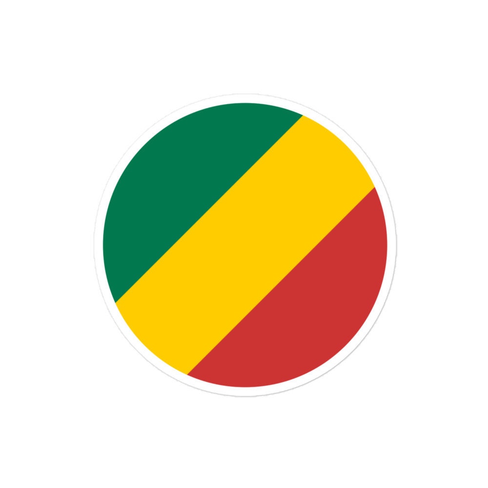 Congo Brazzaville Flag Sticker | Bubble-free Kiss Cut Versatile Durable Water Safe Decorative Add-on for your Car, Laptop Notebook and Phone