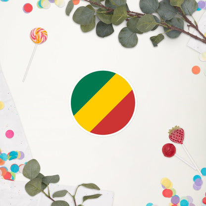 Congo Brazzaville Flag Sticker | Bubble-free Kiss Cut Versatile Durable Water Safe Decorative Add-on for your Car, Laptop Notebook and Phone