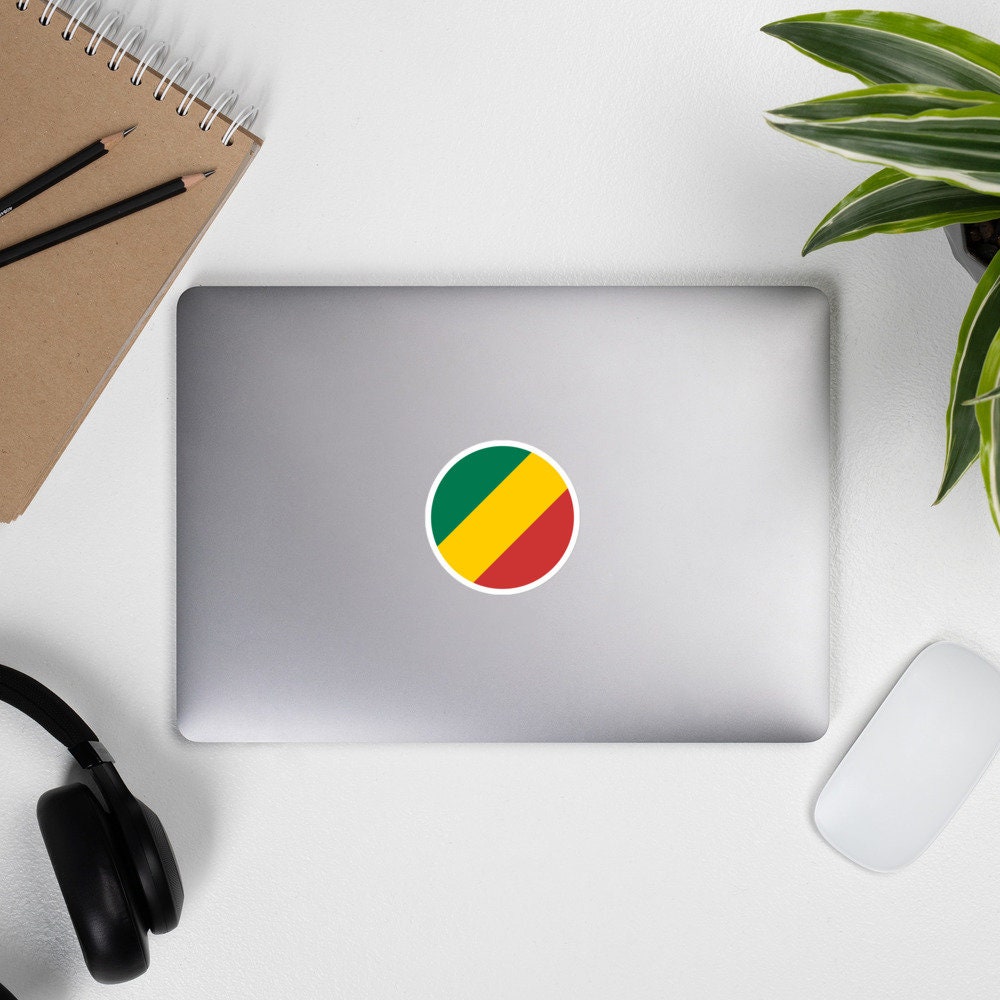 Congo Brazzaville Flag Sticker | Bubble-free Kiss Cut Versatile Durable Water Safe Decorative Add-on for your Car, Laptop Notebook and Phone