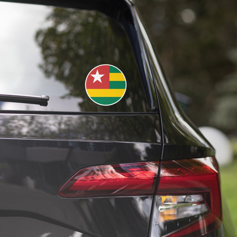 Togo Flag Sticker | Bubble-free Kiss Cut Versatile Durable Water Safe Decorative Add-on for your Cars, Laptops, Notebooks and Phones