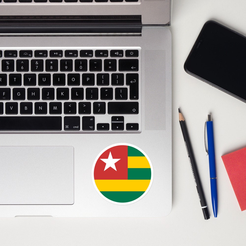 Togo Flag Sticker | Bubble-free Kiss Cut Versatile Durable Water Safe Decorative Add-on for your Cars, Laptops, Notebooks and Phones