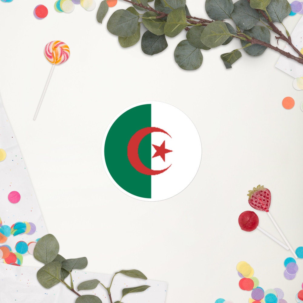 Algeria Flag Sticker | Bubble-free Kiss Cut Versatile Durable Water Safe Decorative Add-on for your Cars, Laptops, Notebooks and Phones