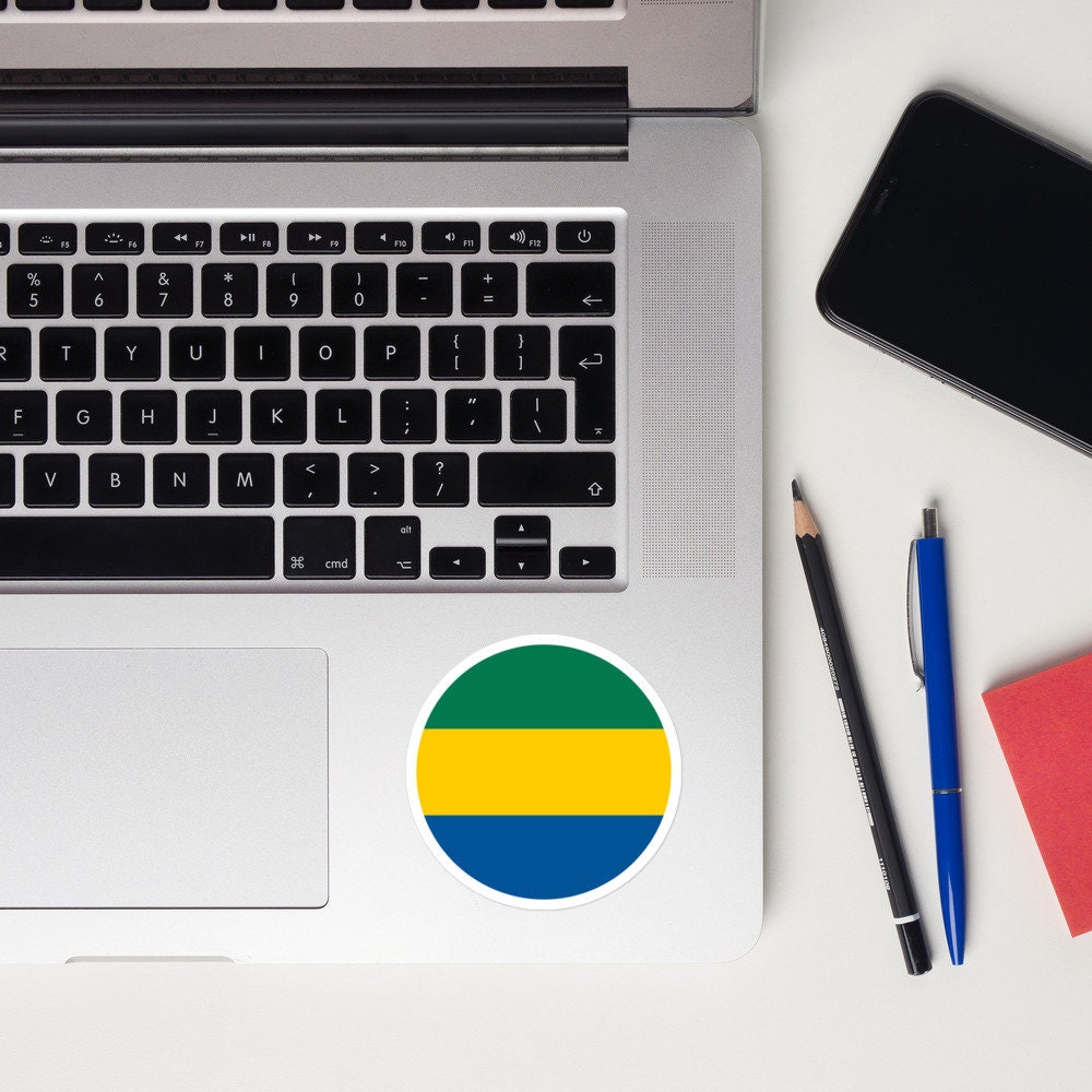 Gabon Flag Sticker | Bubble-free Kiss Cut Versatile Durable Water Safe Decorative Add-on for your Cars, Laptops, Notebooks and Phones