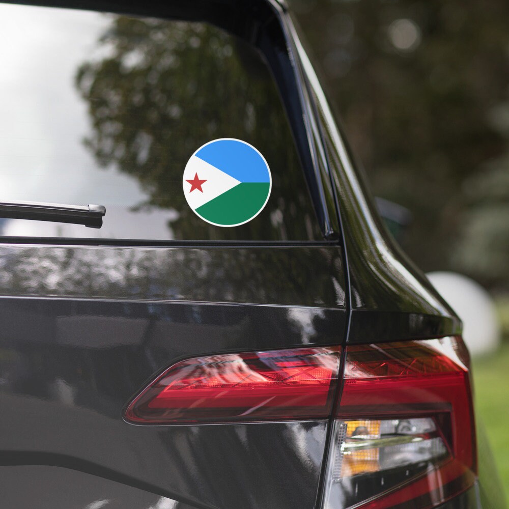 Djibouti Flag Sticker | Bubble-free Kiss Cut Versatile Durable Water Safe Decorative Add-on for your Cars, Laptops, Notebooks and Phones