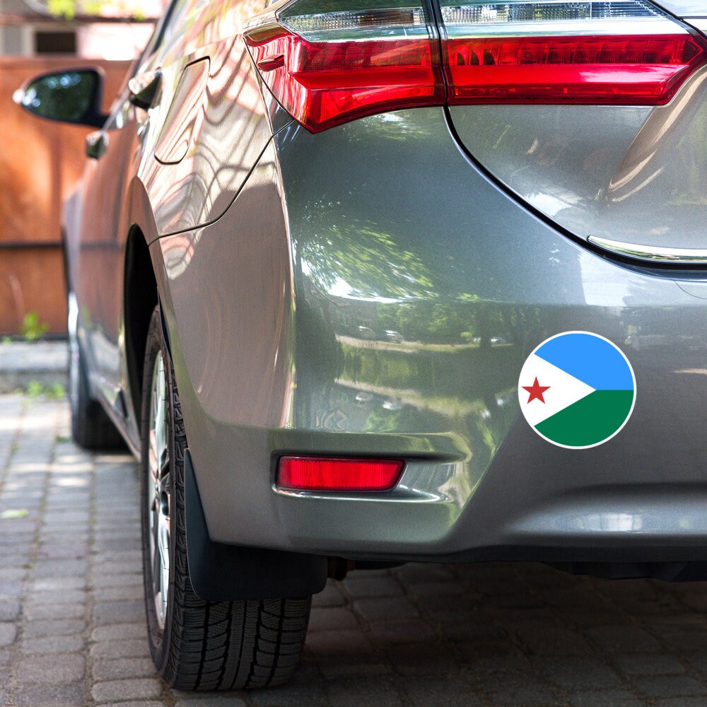 Djibouti Flag Sticker | Bubble-free Kiss Cut Versatile Durable Water Safe Decorative Add-on for your Cars, Laptops, Notebooks and Phones