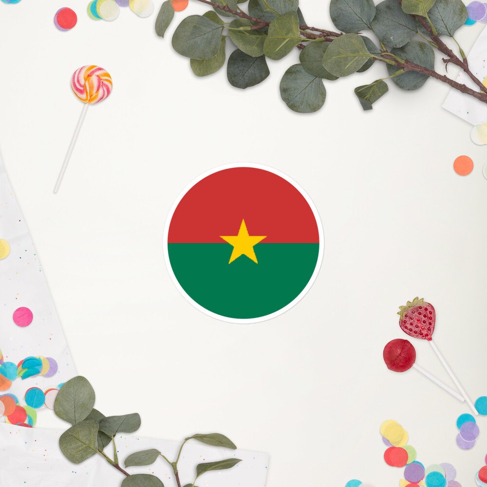 Burkina Faso Flag Sticker | Bubble-free Kiss Cut Versatile Durable Water Safe Decorative Add-on for your Cars, Laptops, Notebooks and Phones