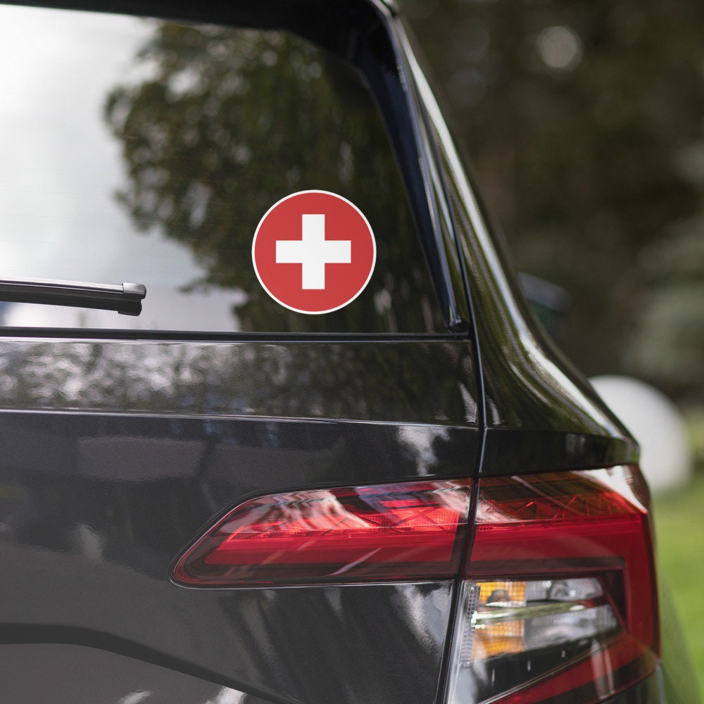 Switzerland Flag Sticker | Bubble-free Kiss Cut Versatile Durable Water Safe Decorative Add-on for your Cars, Laptops, Notebooks and Phones