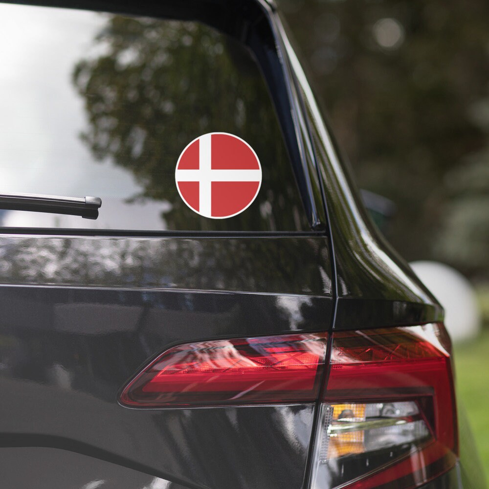 Denmark Flag Sticker | Bubble-free Kiss Cut Versatile Durable Water Safe Decorative Add-on for your Cars, Laptops, Notebooks and Phones