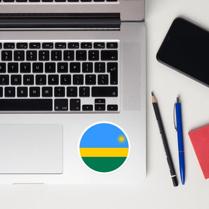 Rwanda Flag Sticker | Bubble-free Kiss Cut Versatile Durable Water Safe Decorative Add-on for your Cars, Laptops, Notebooks and Phones