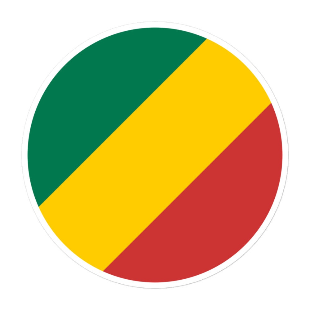 Congo Brazzaville Flag Sticker | Bubble-free Kiss Cut Versatile Durable Water Safe Decorative Add-on for your Car, Laptop Notebook and Phone