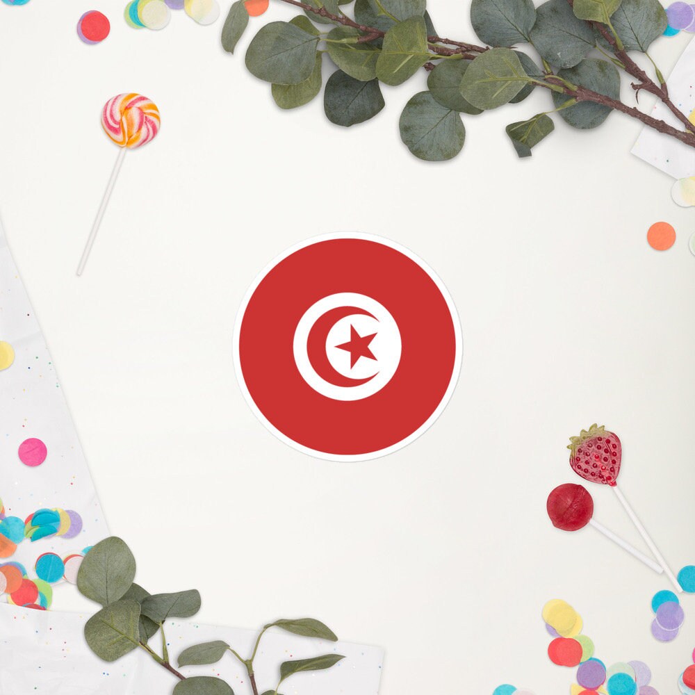 Tunisia Flag Sticker | Bubble-free Kiss Cut Versatile Durable Water Safe Decorative Add-on for your Cars, Laptops, Notebooks and Phones