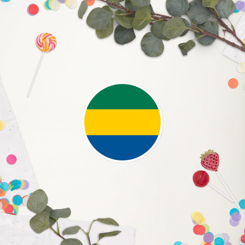 Gabon Flag Sticker | Bubble-free Kiss Cut Versatile Durable Water Safe Decorative Add-on for your Cars, Laptops, Notebooks and Phones