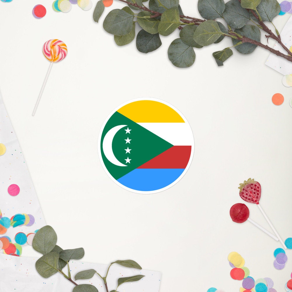 Comoros Flag Sticker | Bubble-free Kiss Cut Versatile Durable Water Safe Decorative Add-on for your Cars, Laptops, Notebooks and Phones