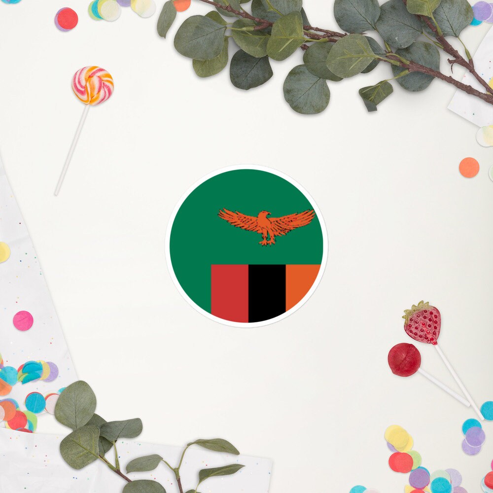 Zambia Flag Sticker | Bubble-free Kiss Cut Versatile Durable Water Safe Decorative Add-on for your Cars, Laptops, Notebooks and Phones