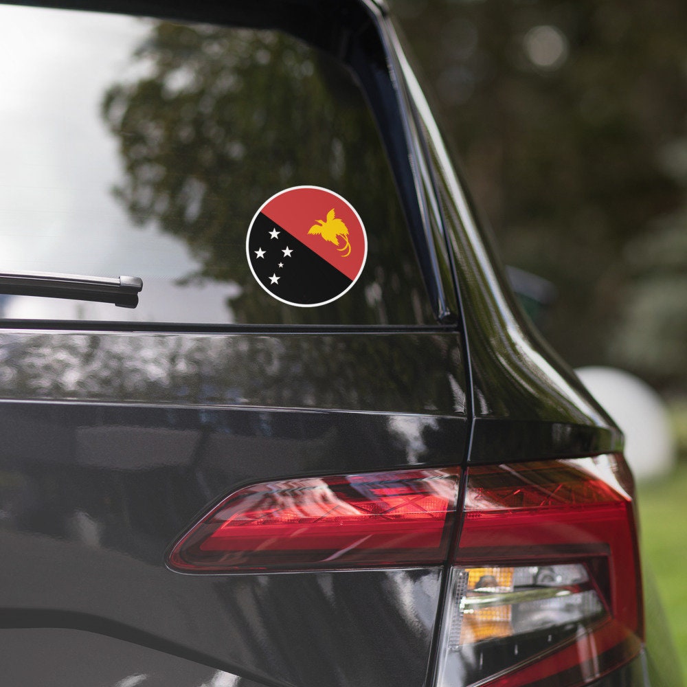 Papua New Guinea Flag Sticker | Bubble-free Kiss Cut Versatile Durable Water Safe Decorative Add-on for your Car, Laptop, Notebook and Phone