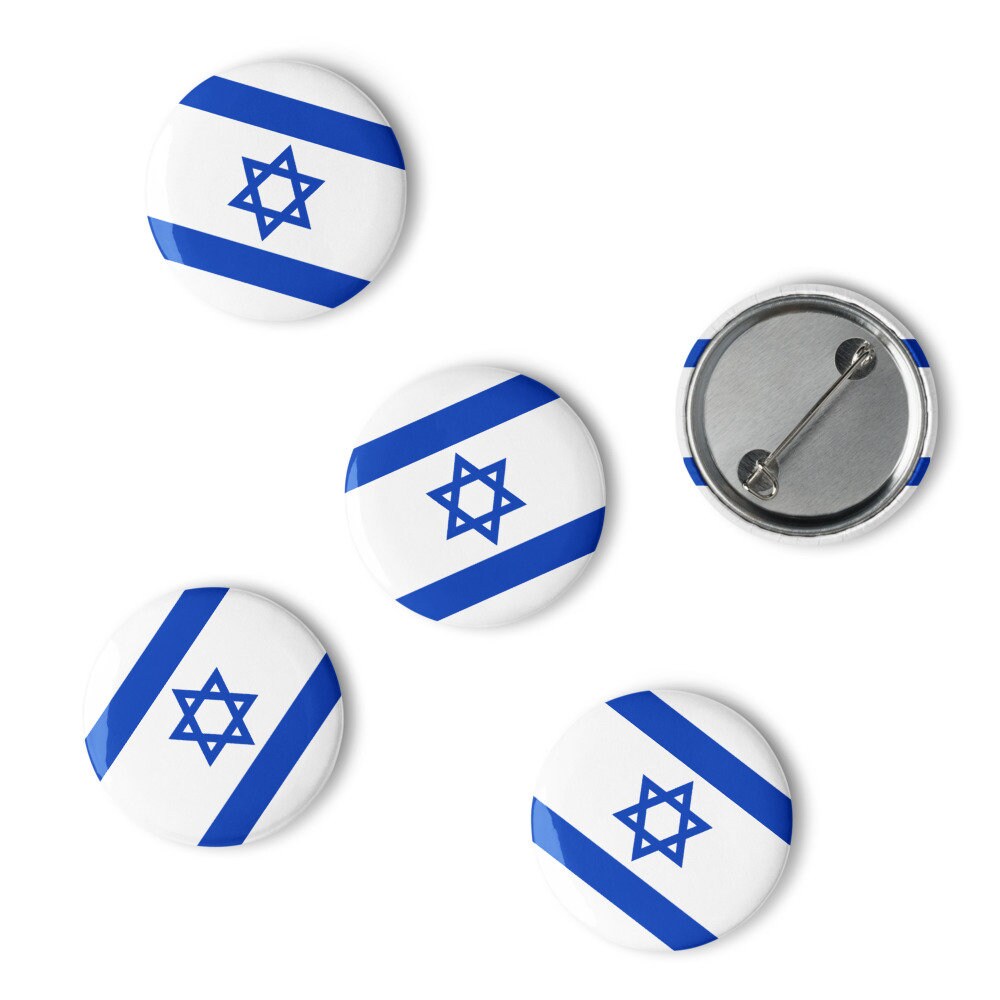 Israel Flag Pin Set | 5 Durable Decorative Buttons Brooch for Vest, Backpack, Clothing Badge, Bikers, Travel Collectors, Souvenir