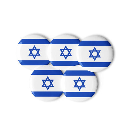 Israel Flag Pin Set | 5 Durable Decorative Buttons Brooch for Vest, Backpack, Clothing Badge, Bikers, Travel Collectors, Souvenir