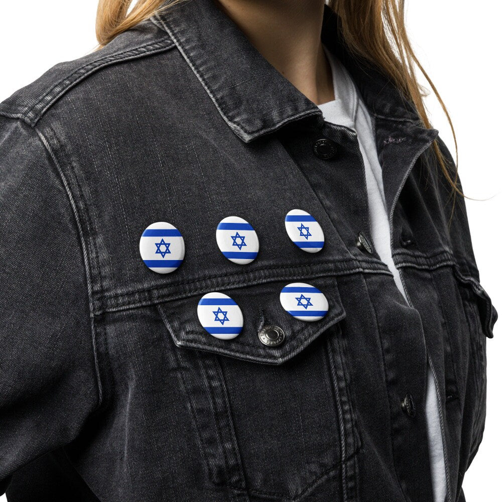 Israel Flag Pin Set | 5 Durable Decorative Buttons Brooch for Vest, Backpack, Clothing Badge, Bikers, Travel Collectors, Souvenir