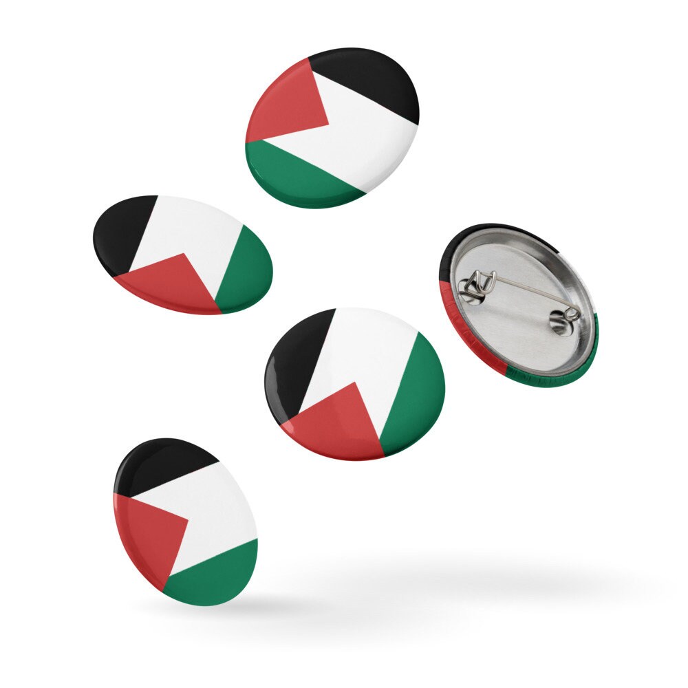 Palestine Flag Pin Set | 5 Durable Decorative Buttons Brooch for Vest, Backpack, Clothing Badge, Bikers, Travel Collectors, Souvenir