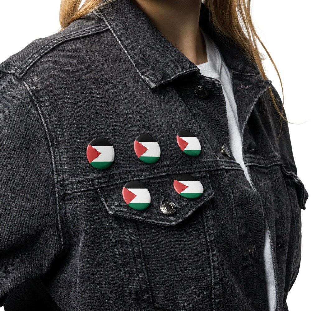 Palestine Flag Pin Set | 5 Durable Decorative Buttons Brooch for Vest, Backpack, Clothing Badge, Bikers, Travel Collectors, Souvenir