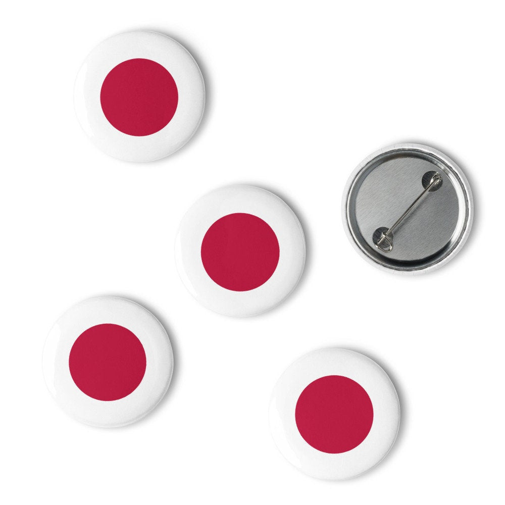 Japan Flag Pin Set | 5 Durable Decorative Buttons Brooch for Vest, Backpack, Clothing Badge, Bikers, Travel Collectors, Souvenir