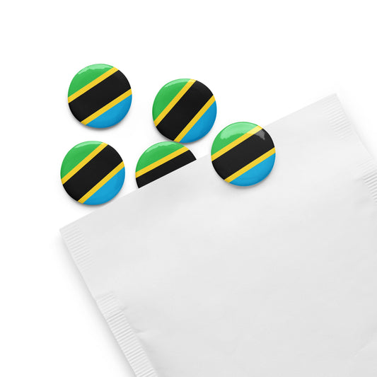 Tanzania Flag Pin Set | 5 Durable Decorative Buttons Brooch for Vest, Backpack, Clothing Badge, Bikers, Travel Collectors, Souvenir