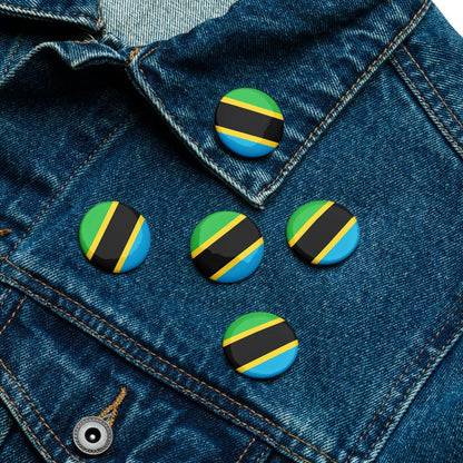 Tanzania Flag Pin Set | 5 Durable Decorative Buttons Brooch for Vest, Backpack, Clothing Badge, Bikers, Travel Collectors, Souvenir