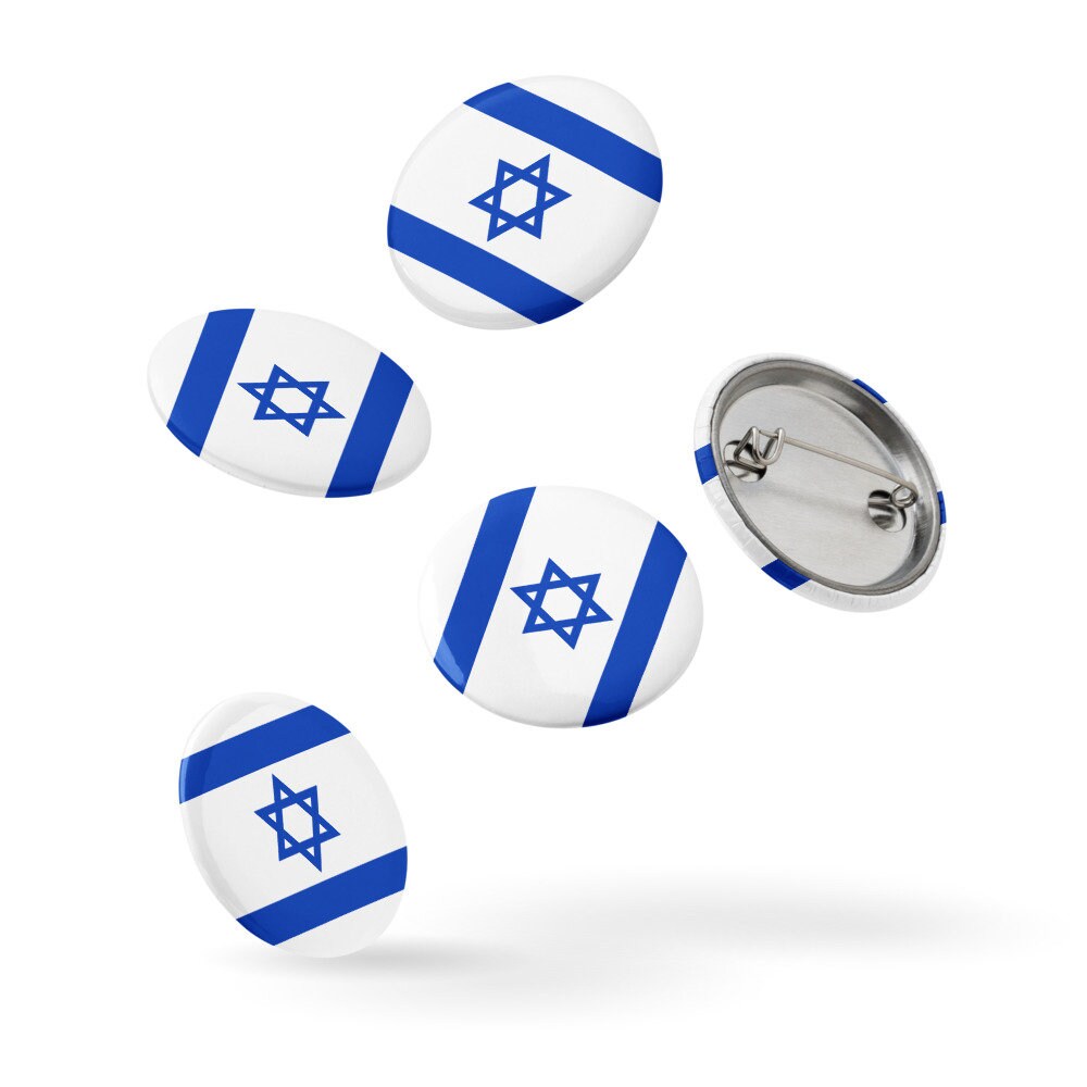 Israel Flag Pin Set | 5 Durable Decorative Buttons Brooch for Vest, Backpack, Clothing Badge, Bikers, Travel Collectors, Souvenir