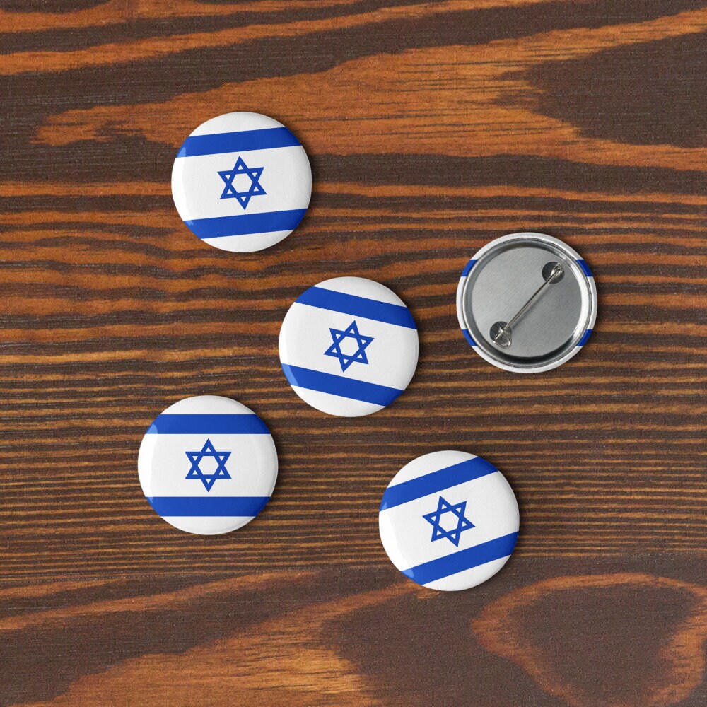 Israel Flag Pin Set | 5 Durable Decorative Buttons Brooch for Vest, Backpack, Clothing Badge, Bikers, Travel Collectors, Souvenir