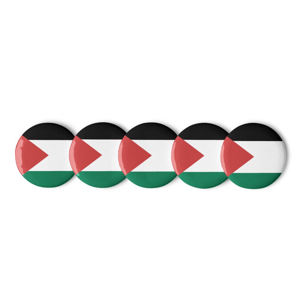 Palestine Flag Pin Set | 5 Durable Decorative Buttons Brooch for Vest, Backpack, Clothing Badge, Bikers, Travel Collectors, Souvenir