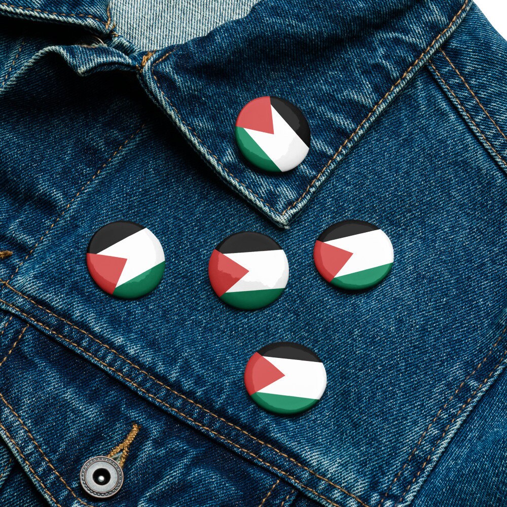 Palestine Flag Pin Set | 5 Durable Decorative Buttons Brooch for Vest, Backpack, Clothing Badge, Bikers, Travel Collectors, Souvenir