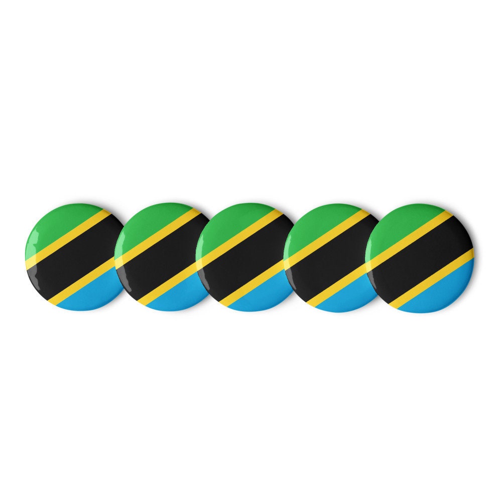 Tanzania Flag Pin Set | 5 Durable Decorative Buttons Brooch for Vest, Backpack, Clothing Badge, Bikers, Travel Collectors, Souvenir