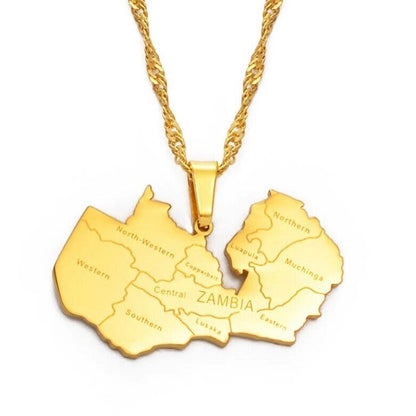 Zambia Map Necklace