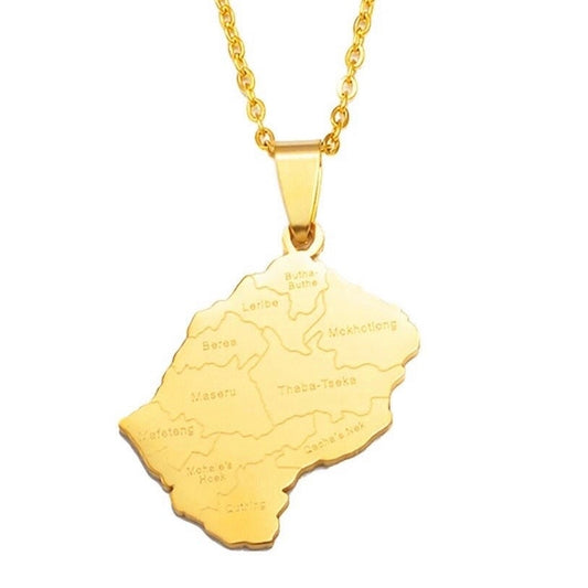 Lesotho Map Necklace