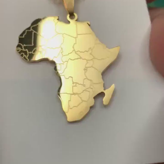 Africa Map and Countries Necklace