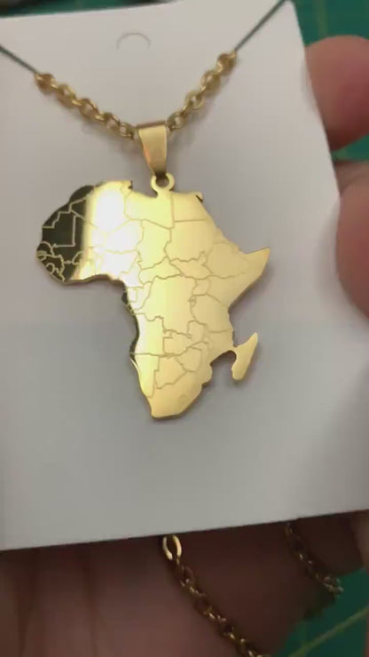 Africa Map and Countries Necklace