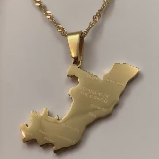 Congo Brazzaville Map Necklace