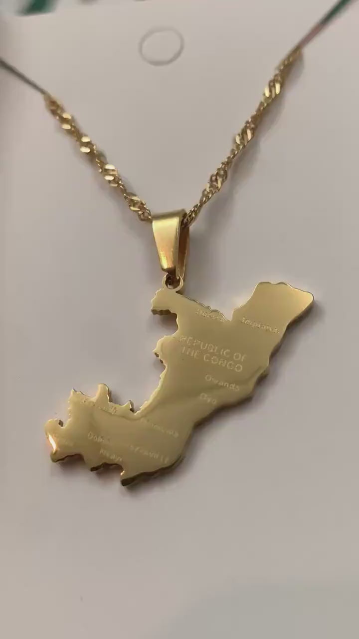 Congo Brazzaville Map Necklace